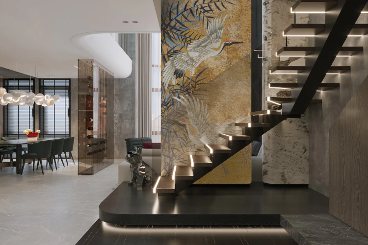 MosaicArt_Cranes_livingroom.jpg