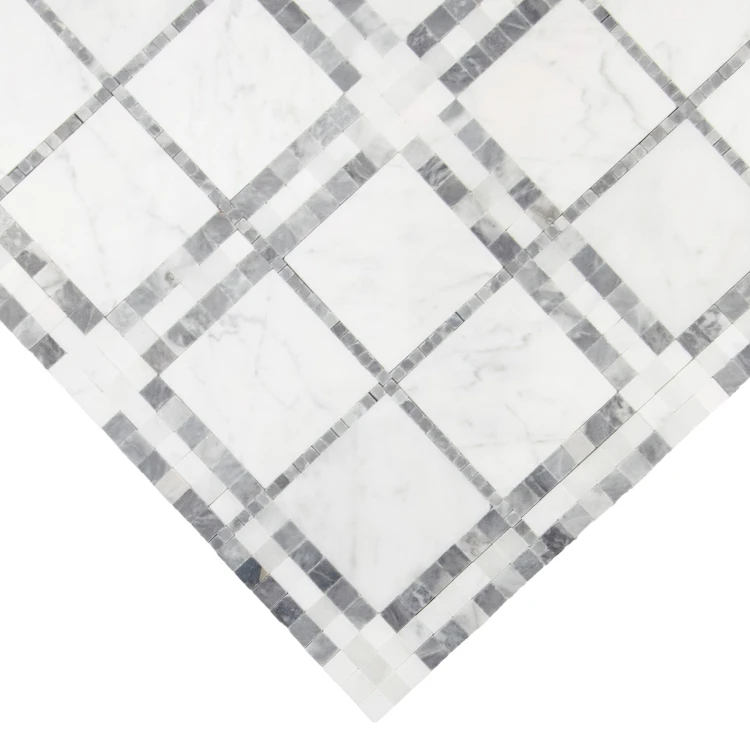Zbliżenie mozaiki marmurowej Carrara Tartan