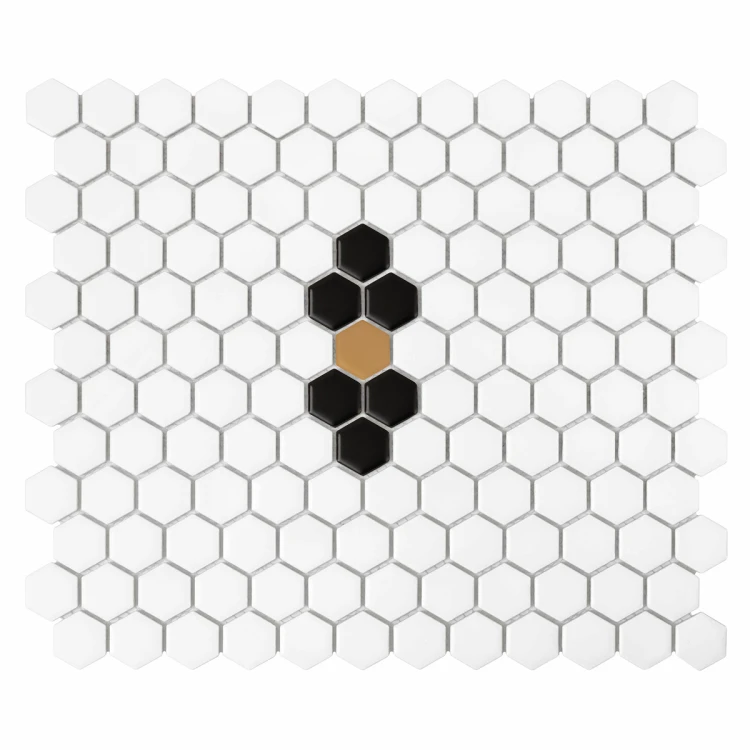 Mozaika gresowa Mini Hexagon Beetle Black matt 26x30 cm.