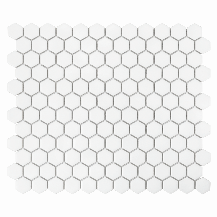 Mozaika gresowa Mini Hexagon White Matt 26x30 cm.