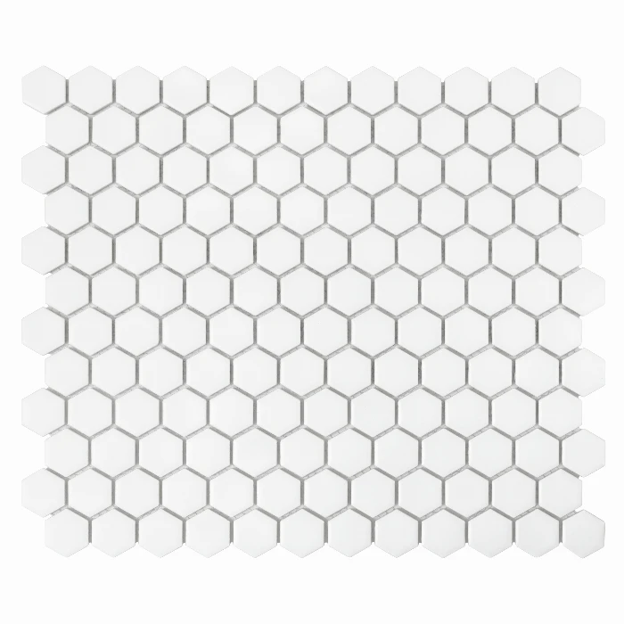 Mozaika gresowa Mini Hexagon White Matt 26x30 cm.