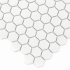 Zbliżenie mozaiki gresowej Mini Hexagon White matt.