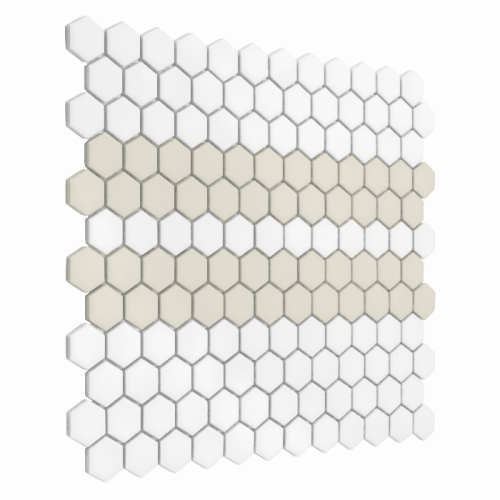 Zbliżenie mozaiki gresowej Mini Hexagon Stripe 2.C matt