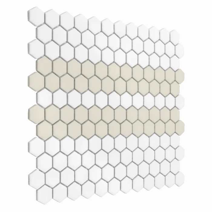 Zbliżenie mozaiki gresowej Mini Hexagon Stripe 2.C matt
