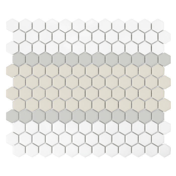 Mozaika gresowa Mini Hexagon Stripe 3.A matt 26x30 cm.