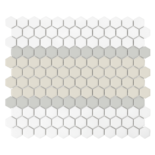 Mozaika gresowa Mini Hexagon Stripe 3.A matt 26x30 cm.