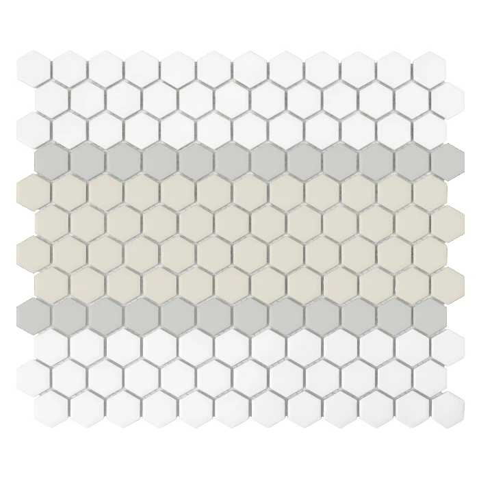 Mozaika gresowa Mini Hexagon Stripe 3.A matt 26x30 cm.