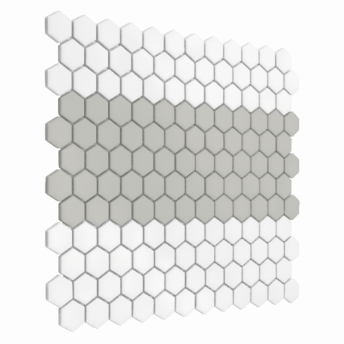 Zbliżenie mozaiki gresowej Mini Hexagon Stripe 1.A matt.