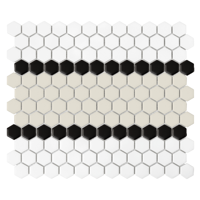 Mozaika gresowa Mini Hexagon Stripe 3.B matt 26x30 cm.