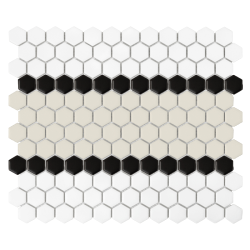 Mozaika gresowa Mini Hexagon Stripe 3.B matt 26x30 cm.