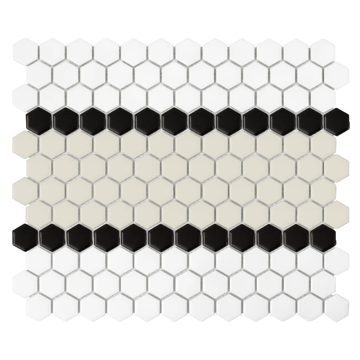 Mozaika gresowa Mini Hexagon Stripe 3.B matt 26x30 cm.