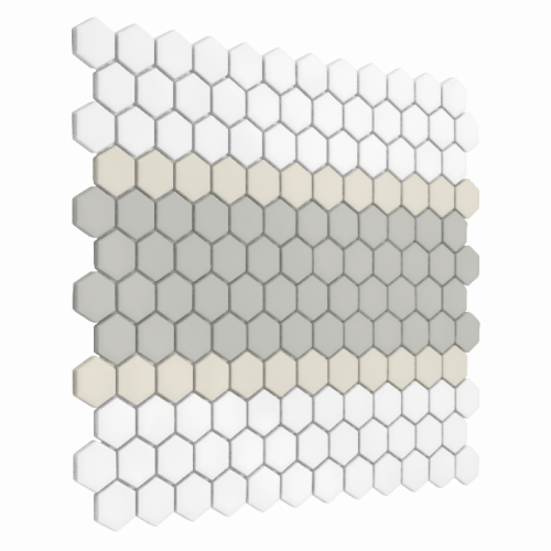 Zbliżenie mozaiki gresowej Mini Hexagon Stripe 3.C matt.
