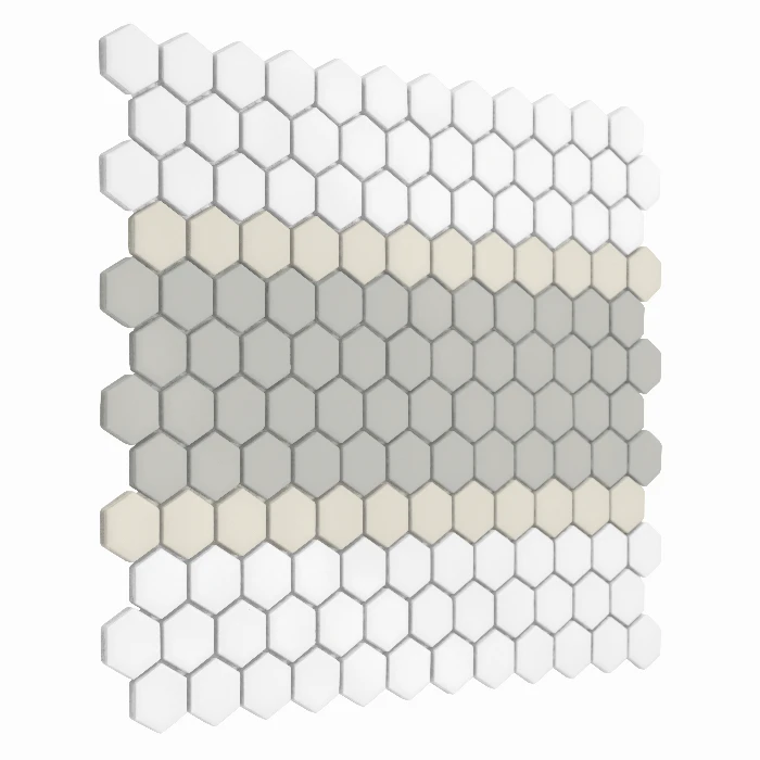 Zbliżenie mozaiki gresowej Mini Hexagon Stripe 3.C matt.
