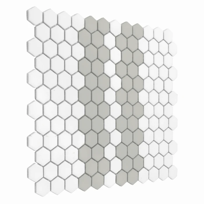 Zbliżenie mozaiki gresowej Mini Hexagon Stripe 2.1.A matt
