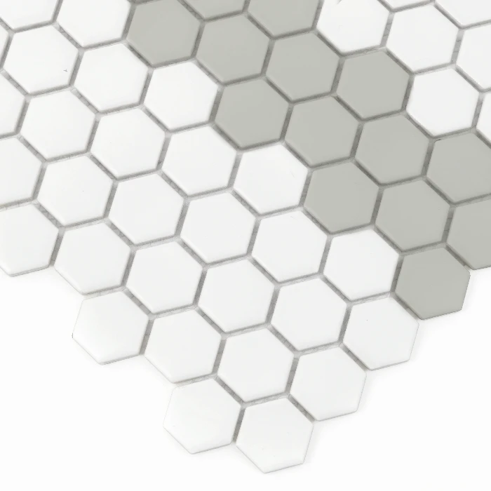 Zbliżenie mozaiki gresowej Mini Hexagon Stripe 2.1.A matt