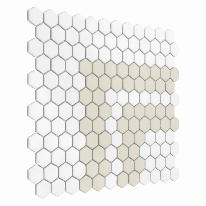 Zbliżenie mozaiki gresowej Mini Hexagon Stripe 2.3.C matt.