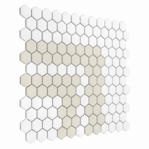 Zbliżenie mozaiki gresowej Mini Hexagon Stripe 2.2.C matt