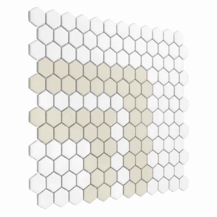 Zbliżenie mozaiki gresowej Mini Hexagon Stripe 2.2.C matt