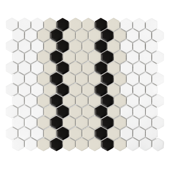 Mini Hexagon STRIPE 5.1.C dunin,mozaika,ceramiczna,płytka,do łazienki,kuchni,podłogi 26x30 cm