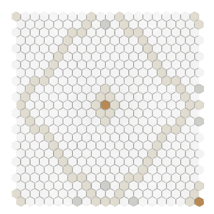 Mini Hexagon Rombdance Cotton matt,mozaika,płytka,ceramiczna,łazienka,kuchnia,przedpokój,podłogi,ściany,50,2x52,3cm