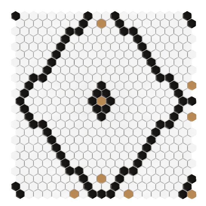 Mini Hexagon Rombdance Black matt,płytka,mozaika,ceramiczna,do łazienki, kuchni,przedpokoju,na podłogi,ściany,50,2x52,3cm