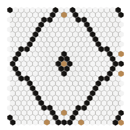 Mini Hexagon Rombdance Black matt,płytka,mozaika,ceramiczna,do łazienki, kuchni,przedpokoju,na podłogi,ściany,50,2x52,3cm