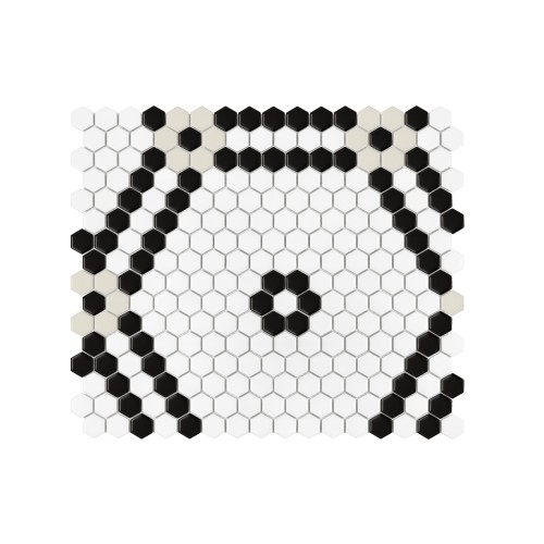 Mini Hexagon Doublehex Black matt,płytka,mozaika,ceramiczna,do łazienki,kurier,przedpokój,na podłogi,ściany,40,1x34,1cm