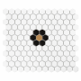 Mini Hexagon Daisy Black matt,płytka, mozaika,ceramiczna,na podłogi,ściany,kuchnia,łazienka,przedpokój,26x30cm