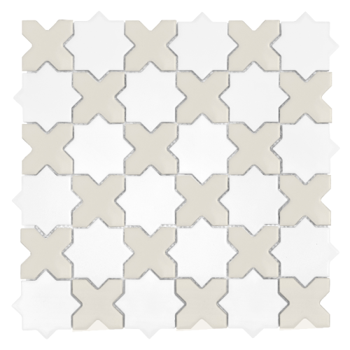 Star&Cross White Mix matt,płytka,mozaika,ceramiczna,łazienka,kuchnia,przedpokój,podłogi,ściany,30,2x30,2