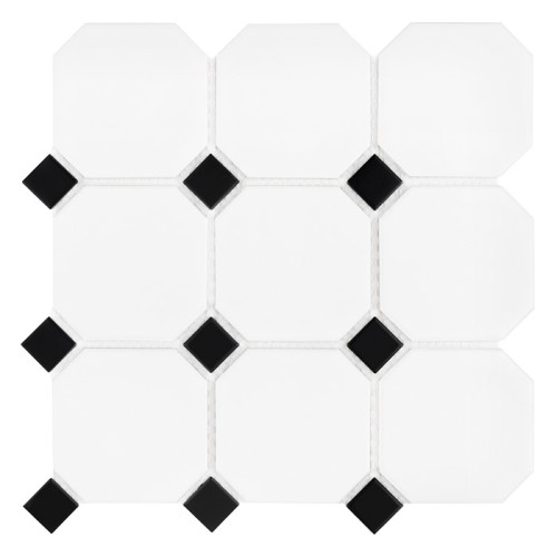 Octagon White 95 matt,płytka,mozaika,ceramiczna,podłogi,ściany,kuchnia,łazienka,przedpokój,28,9x28,9cm