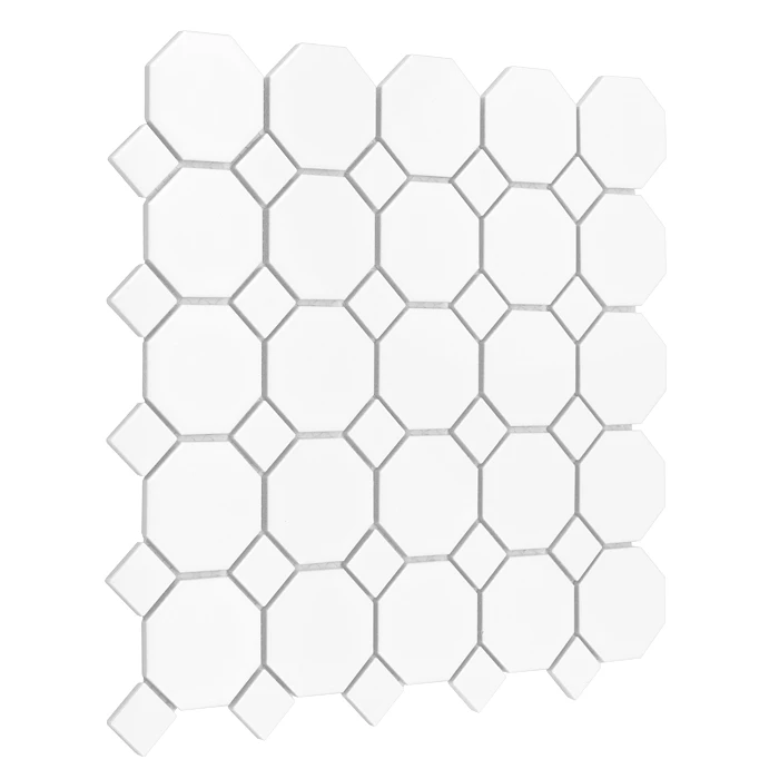 Mini Octagon White 55 matt,płytka,mozaika,ceramiczna,podłogi,ściany,kuchnia,łazienka,przedpokój,29,5x29,5cm