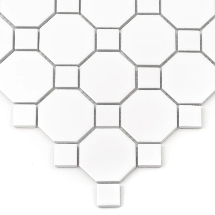 Mini Octagon White 55 matt,płytka,mozaika,ceramiczna,podłogi,ściany,kuchnia,łazienka,przedpokój,29,5x29,5cm