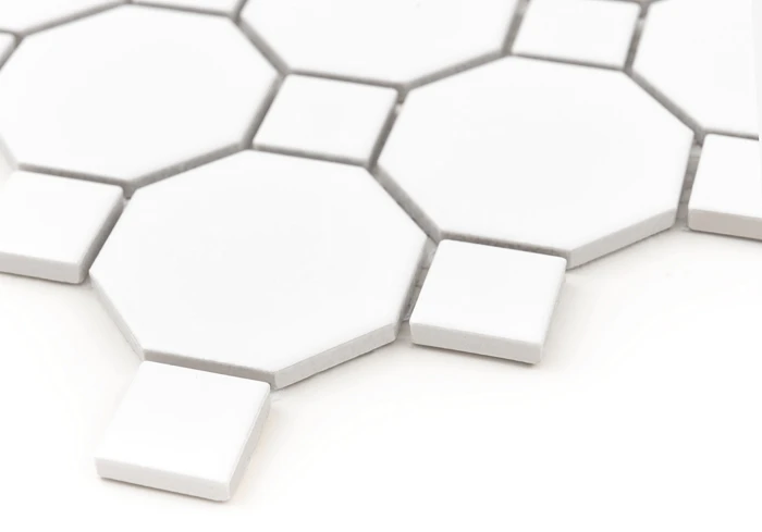 Mini Octagon White 55 matt,płytka,mozaika,ceramiczna,podłogi,ściany,kuchnia,łazienka,przedpokój,29,5x29,5cm