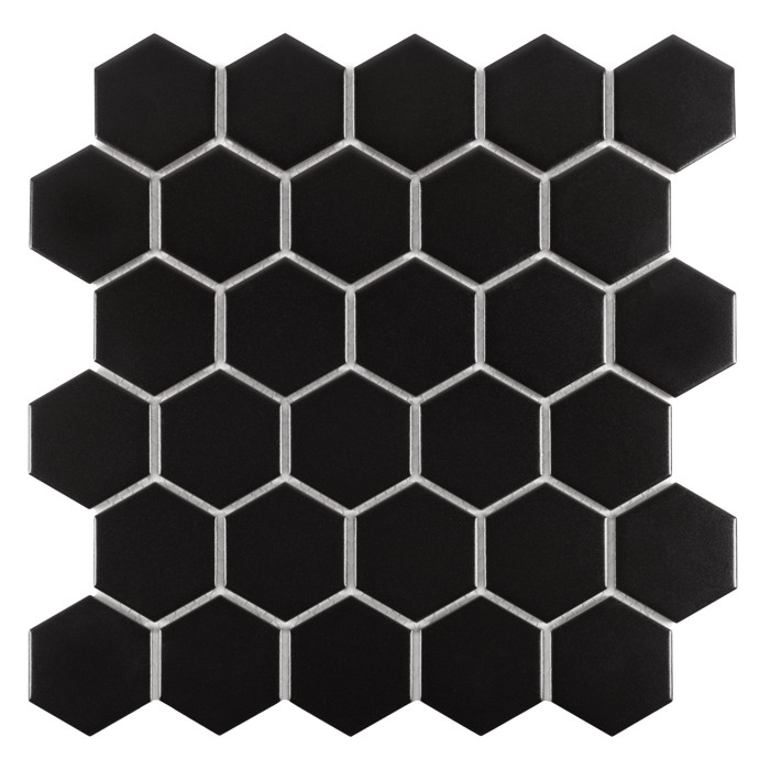 Hexagon Black 51 Matt,płytka,mozaika,ceramiczna,kuchnia,łazienka,ściany,podłogi,28x27,1cm.
