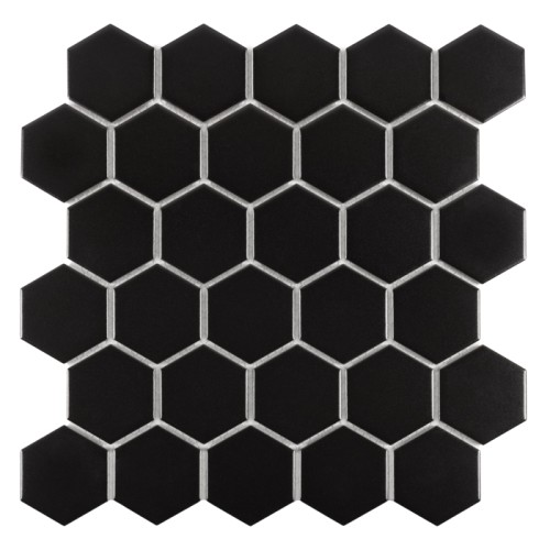 Hexagon Black 51 Matt,płytka,mozaika,ceramiczna,kuchnia,łazienka,ściany,podłogi,28x27,1cm.