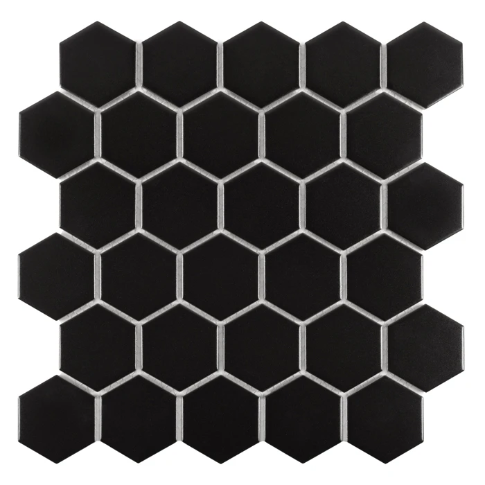Hexagon Black 51 Matt,płytka,mozaika,ceramiczna,kuchnia,łazienka,ściany,podłogi,28x27,1cm.