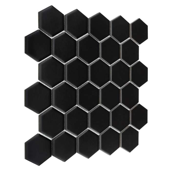 Hexagon Black 51 Matt,płytka,mozaika,ceramiczna,kuchnia,łazienka,ściany,podłogi,28x27,1cm.