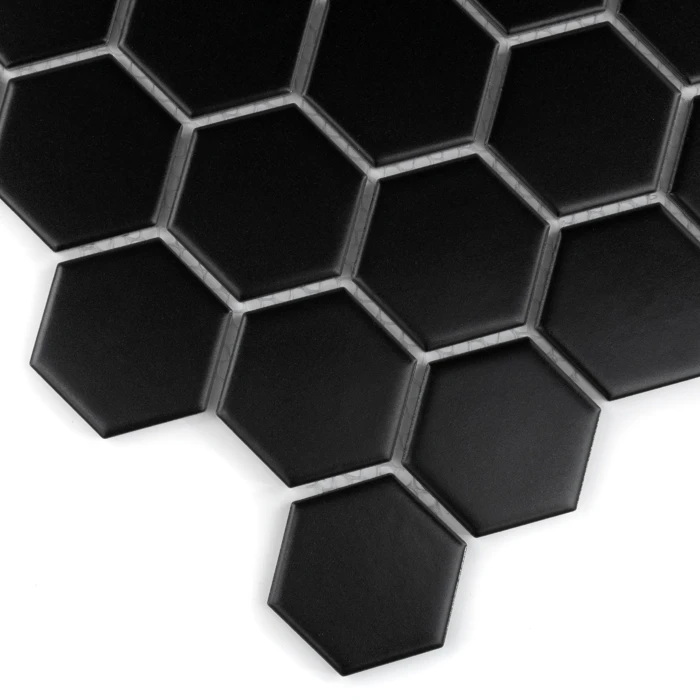 Hexagon Black 51 Matt,płytka,mozaika,ceramiczna,kuchnia,łazienka,ściany,podłogi,28x27,1cm.