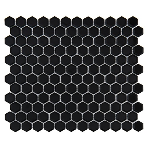 Mini Hexagon Black,płytka,mozaika,ceramiczna,kuchnia,łazienka,przedpokój,podłogi,ściany,30x26cm.