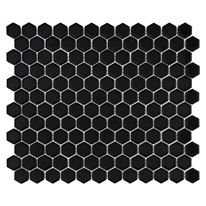 Mini Hexagon Black,płytka,mozaika,ceramiczna,kuchnia,łazienka,przedpokój,podłogi,ściany,30x26cm.