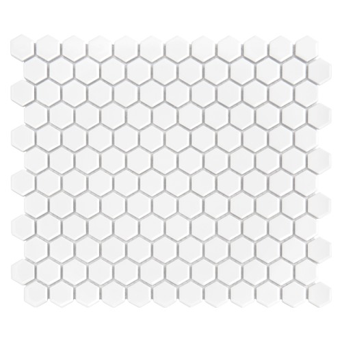 Mini Hexagon White,mozaika,płytka,ceramiczna,kuchnia,łazienka,przedpokój,podłogi,ściany,30x26cm.