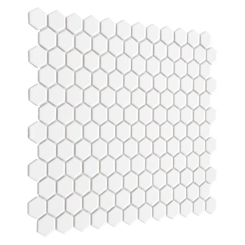 Mini Hexagon White,mozaika,płytka,ceramiczna,kuchnia,łazienka,przedpokój,podłogi,ściany,30x26cm.