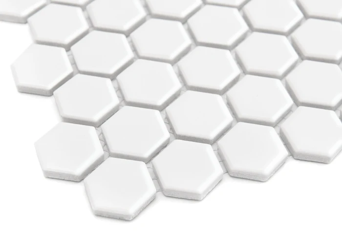 Mini Hexagon White,mozaika,płytka,ceramiczna,kuchnia,łazienka,przedpokój,podłogi,ściany,30x26cm.