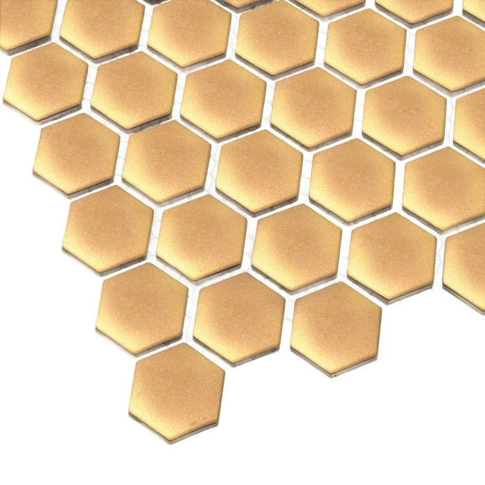 Mini Hexagon Gold matt,płytka,mozaika,ceramiczna,kuchnia,łazienka,ściany,27,2x30cm.