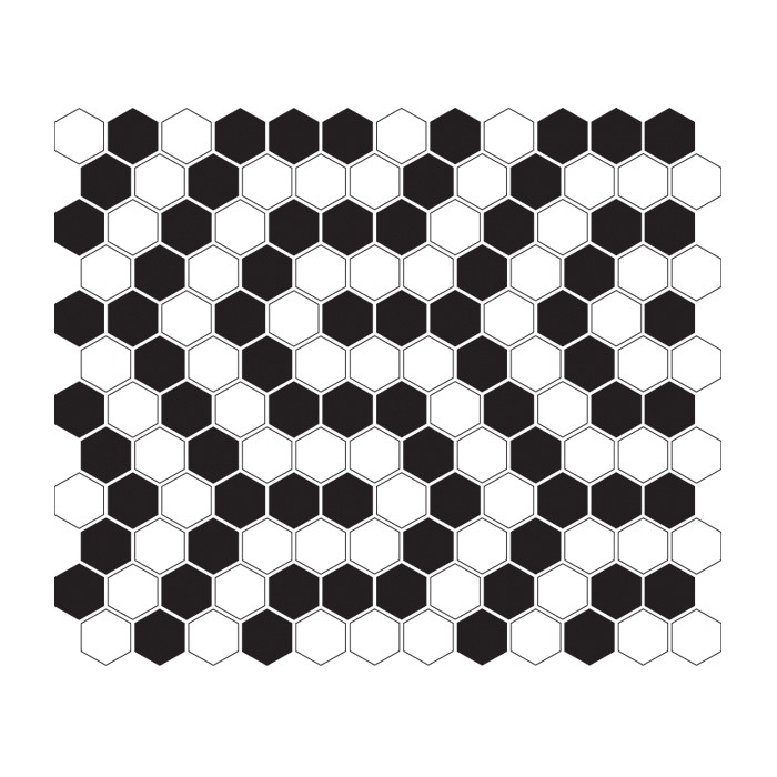 Mini Hexagon B&W CORAL,płytka,mozaika,ceramiczna,kuchnia,łazienka,przedpokój,podłogi,ściany,26x30cm.