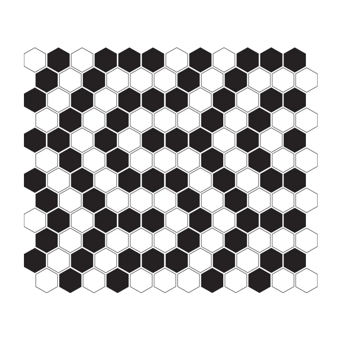Mini Hexagon B&W CORAL,płytka,mozaika,ceramiczna,kuchnia,łazienka,przedpokój,podłogi,ściany,26x30cm.