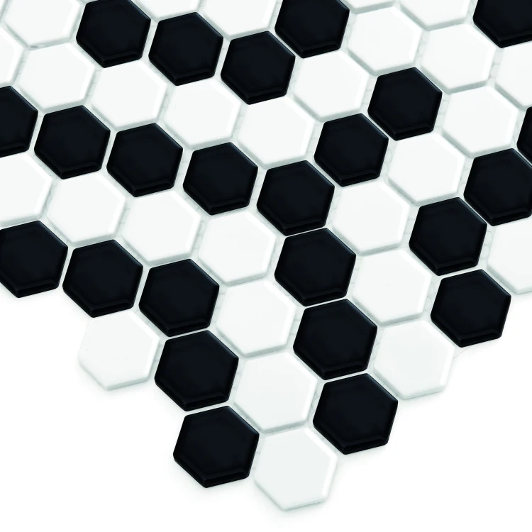 Mini Hexagon B&W CORAL,płytka,mozaika,ceramiczna,kuchnia,łazienka,przedpokój,podłogi,ściany,26x30cm