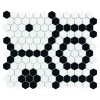 Mini Hexagon B&W BEE,płytka,mozaika,ceramiczna,kuchnia,łazienka,przedpokój,podłogi,ściany,26x30cm.