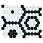 Mini Hexagon B&W BEE,płytka,mozaika,ceramiczna,kuchnia,łazienka,przedpokój,podłogi,ściany,26x30cm.