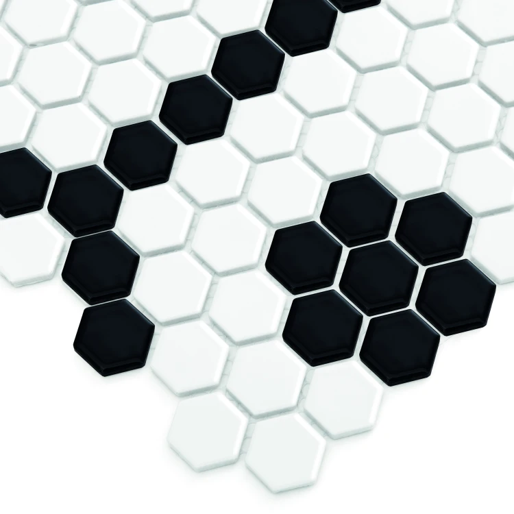 Mini Hexagon B&W BEE,płytka,mozaika,ceramiczna,kuchnia,łazienka,przedpokój,podłogi,ściany,26x30cm.